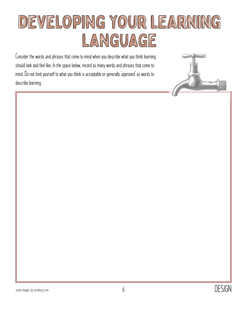 blank page from DF workbook activity, developing your learning language