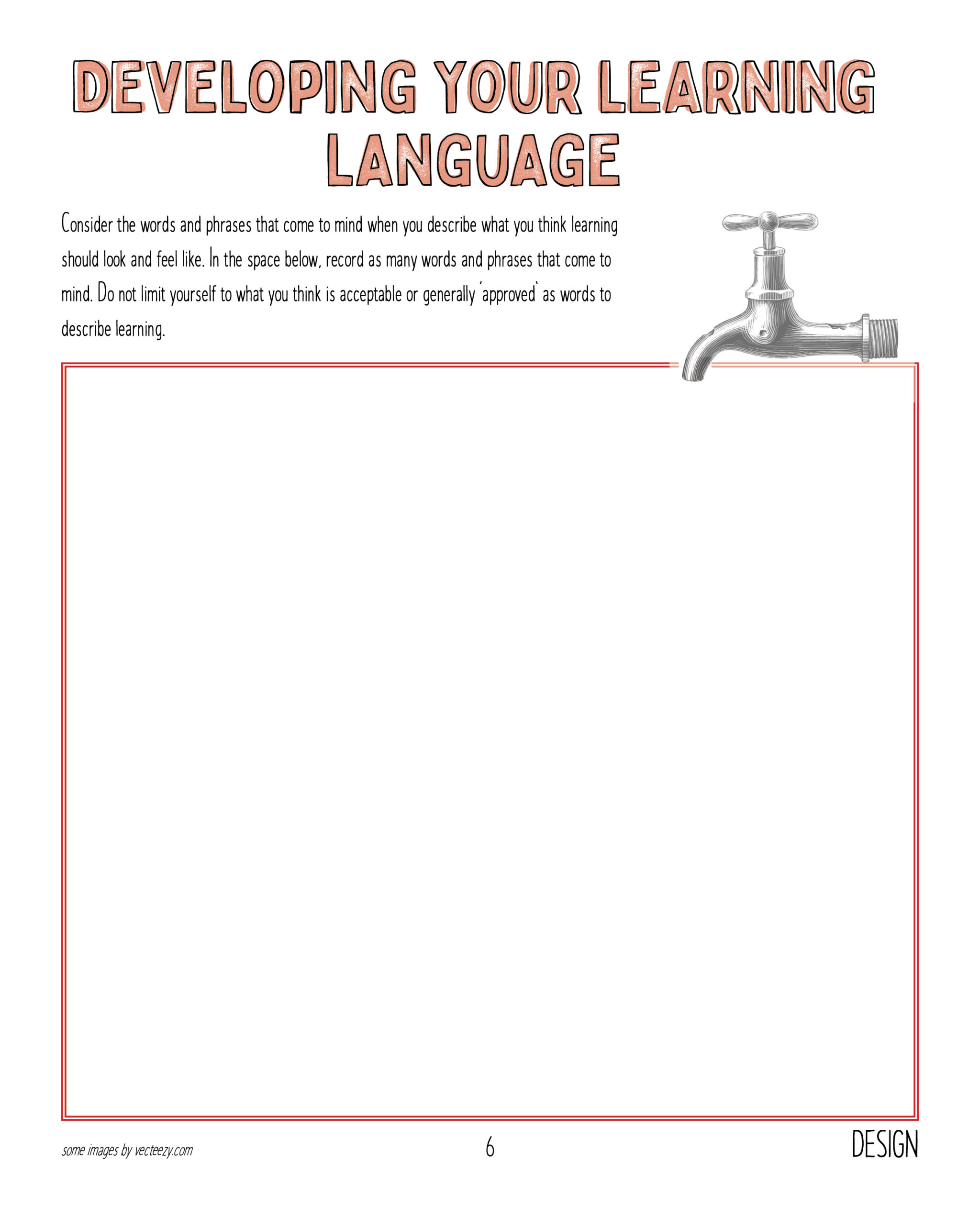 workbook page for Developing Your Learning Language