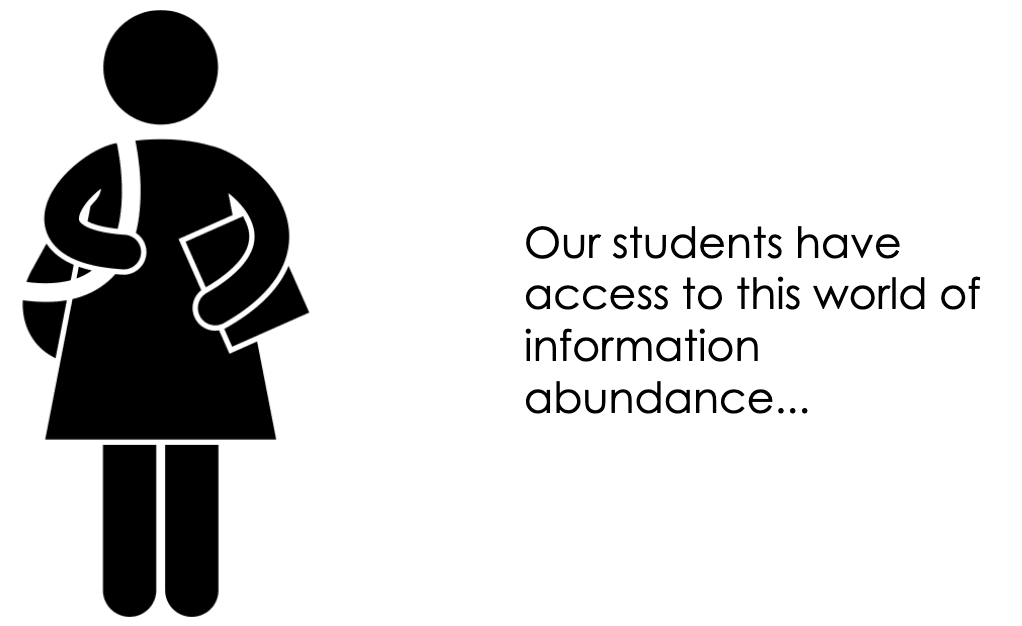 stick figure and quote about information abundance