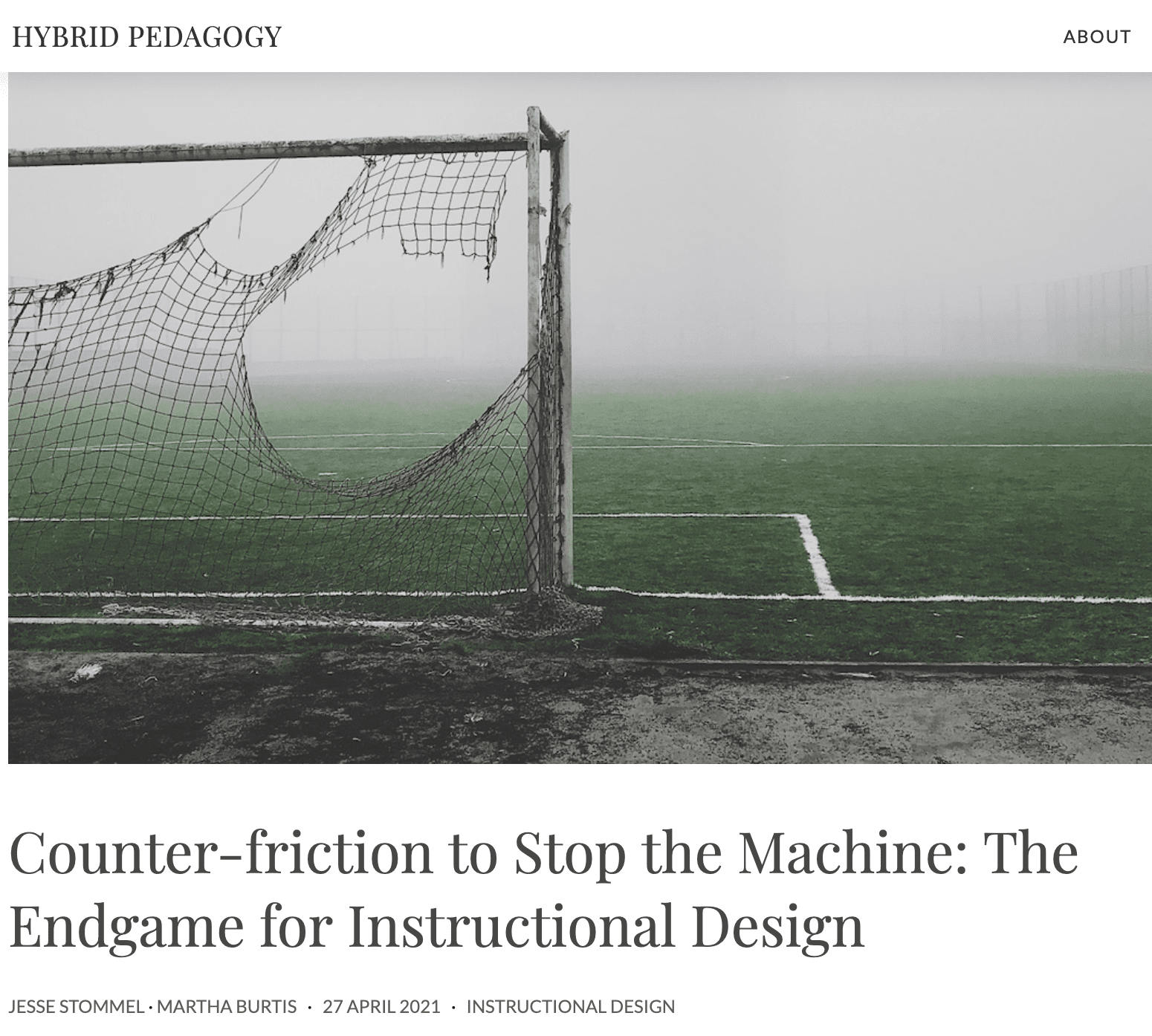 screen shot of article site