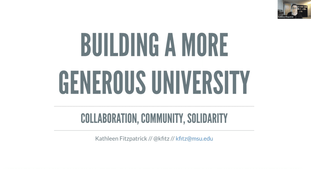 slide of building a more generous university