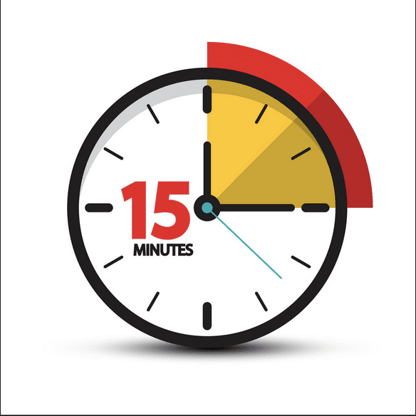clock showing 15 minutes