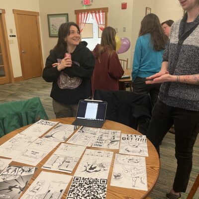 Tristan Sherrell presents at the end of year gathering