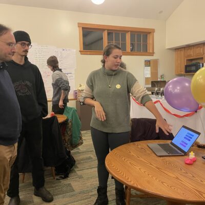 Sophia Lurie presents at the end of year gathering