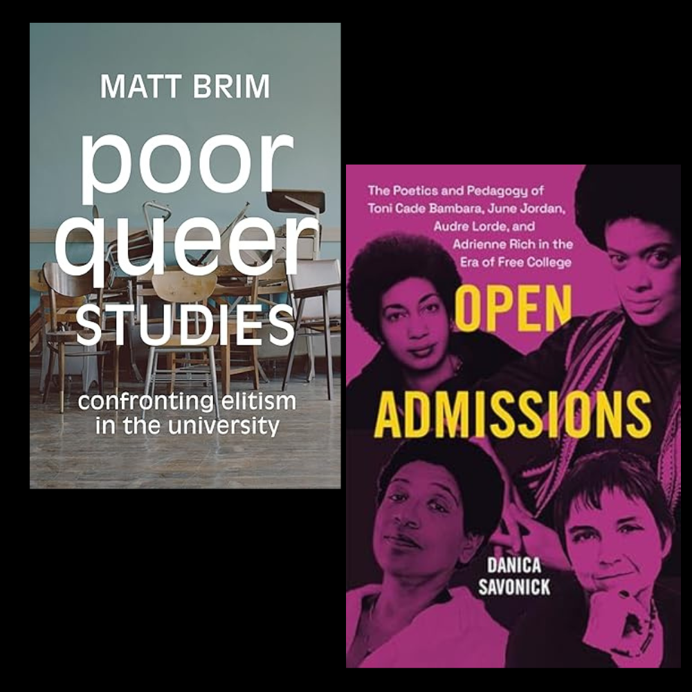 book covers for Poor Queer Studies and Open Admissions