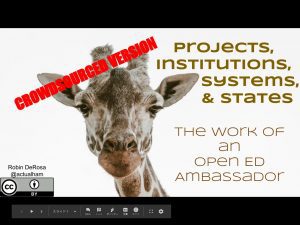 Screenshot of first slide of Robin DeRosa's presentation